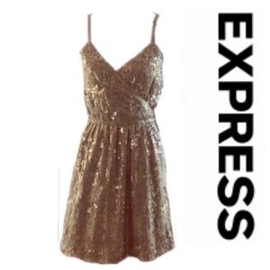 Express gold/taupe sequin lined dress